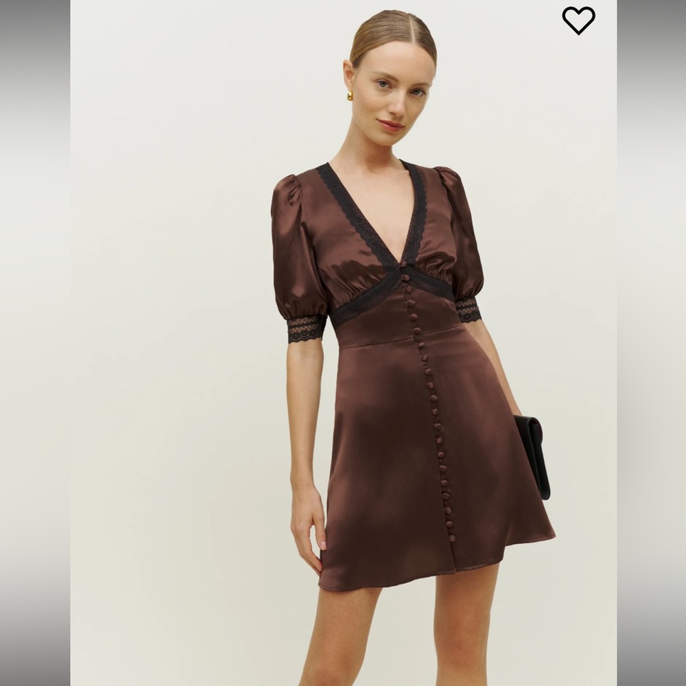 Reformation Brigitta Silk Dress in Cafe Size 8